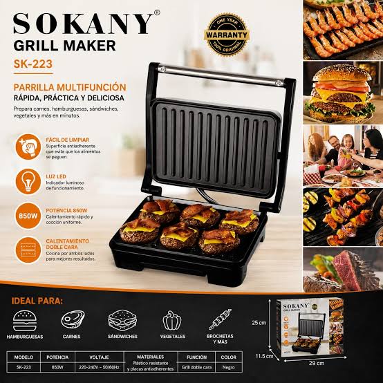 Sandwichera grill con plancha antiadherente